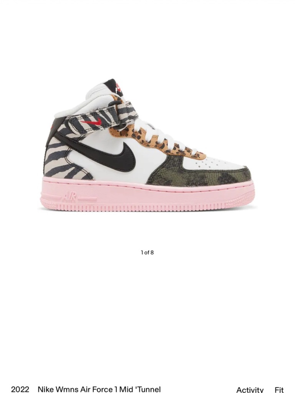 Nike Wmns Air Force 1 Mid — White, Black & Pink Animal Mix